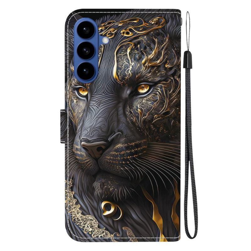Flip Cover Til Samsung Galaxy S26 Guld Og Sort Løve