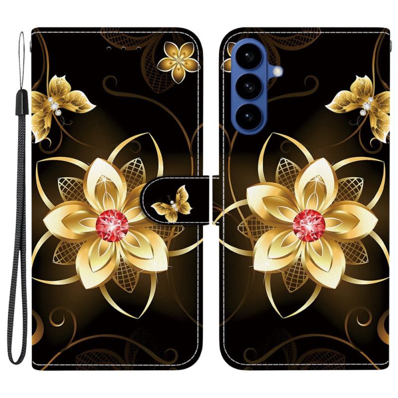 Flip Cover Til Samsung Galaxy S26 Gylden Blomst