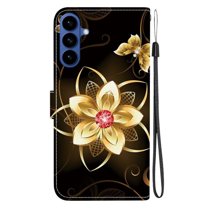 Flip Cover Til Samsung Galaxy S26 Gylden Blomst