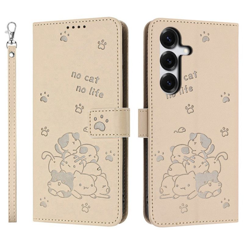 Flip Cover Til Samsung Galaxy S26 Kattemønster Og Snor