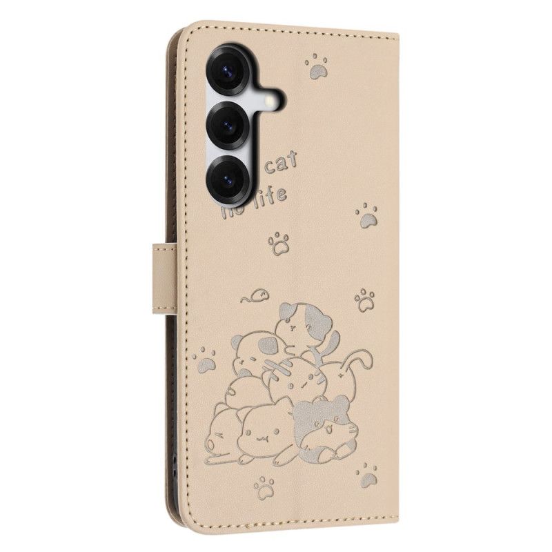 Flip Cover Til Samsung Galaxy S26 Kattemønster Og Snor