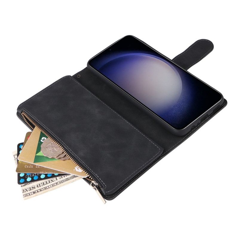 Flip Cover Til Samsung Galaxy S26 Pung Med Ruskindseffekt Og Lynlås