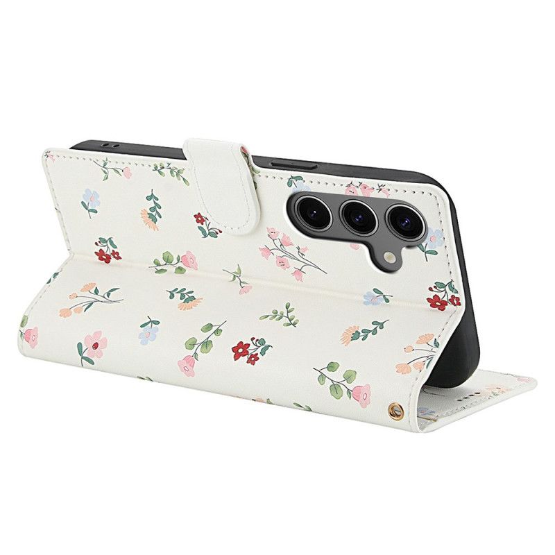 Læder Cover Samsung Galaxy S26 Blomsterpung Med Snor