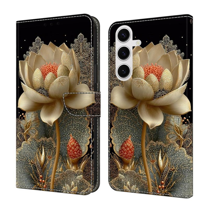 Læder Cover Samsung Galaxy S26 Guldlotus