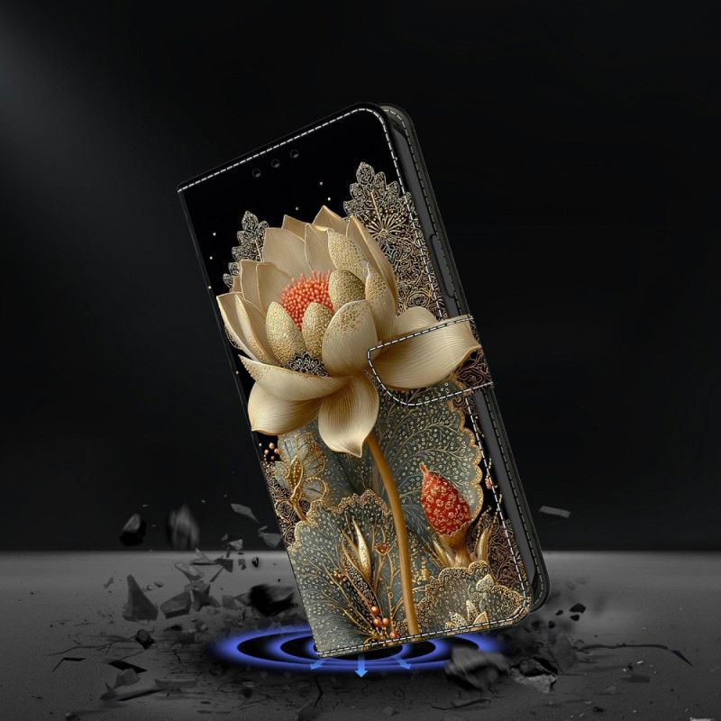Læder Cover Samsung Galaxy S26 Guldlotus