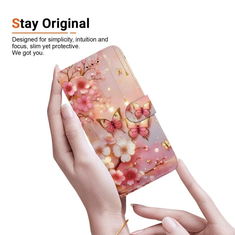 Læder Cover Samsung Galaxy S26 Lanternesommerfugle