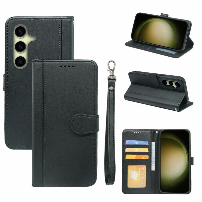 Læder Cover Samsung Galaxy S26 Magnetisk Lukning Og Håndledsrem