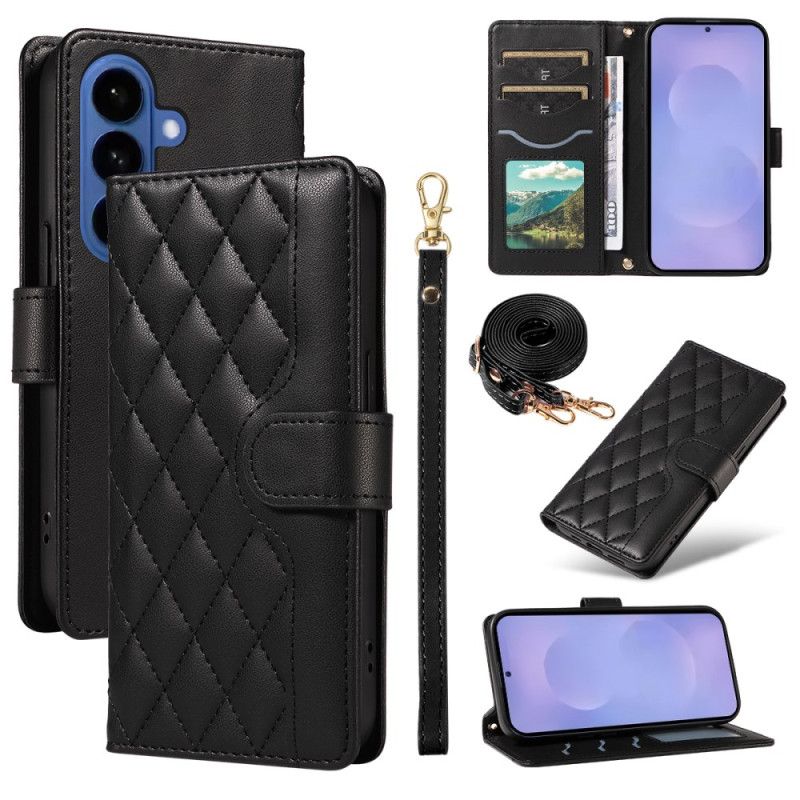 Læder Cover Samsung Galaxy S26 Quiltet Med Stropper