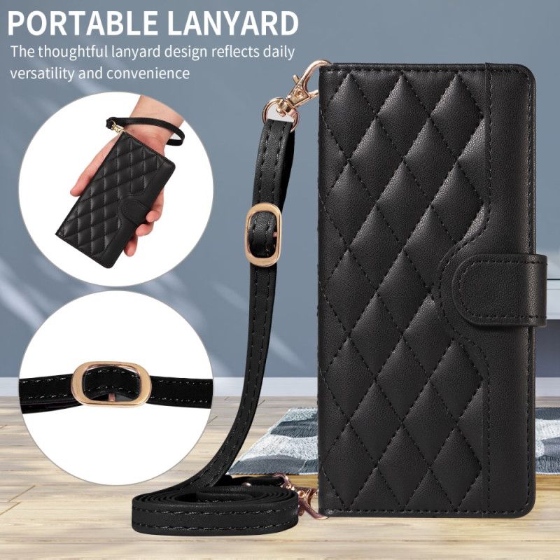 Læder Cover Samsung Galaxy S26 Quiltet Med Stropper
