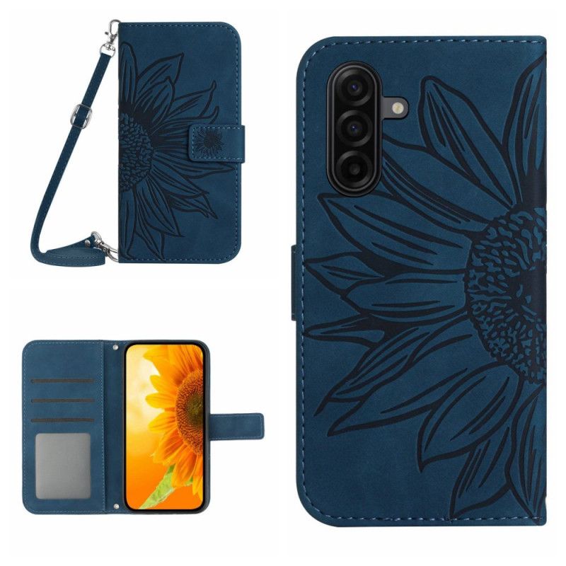 Læder Cover Samsung Galaxy S26 Solsikkeprint Med Skulderrem