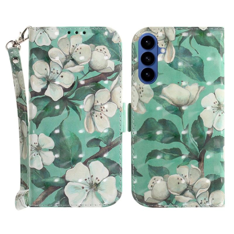 Læder Cover Samsung Galaxy S26 Telefon Etui Akvarelblomster