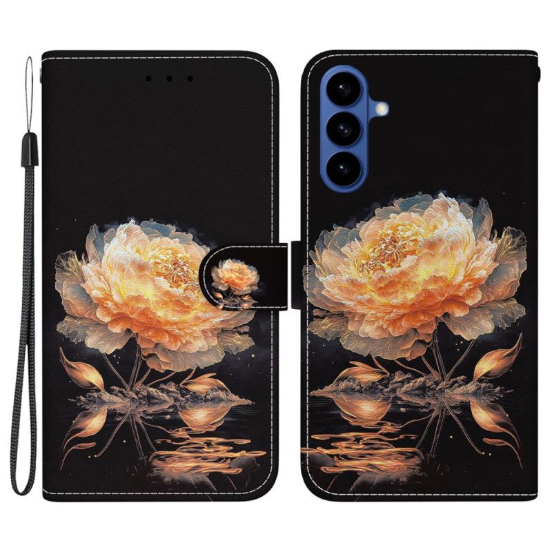 Læder Cover Samsung Galaxy S26 Telefon Etui Gylden Pæon