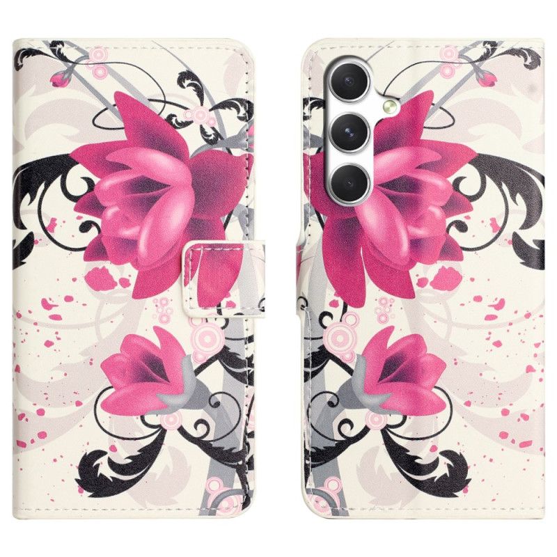 Læder Cover Samsung Galaxy S26 Telefon Etui Lotusmønster