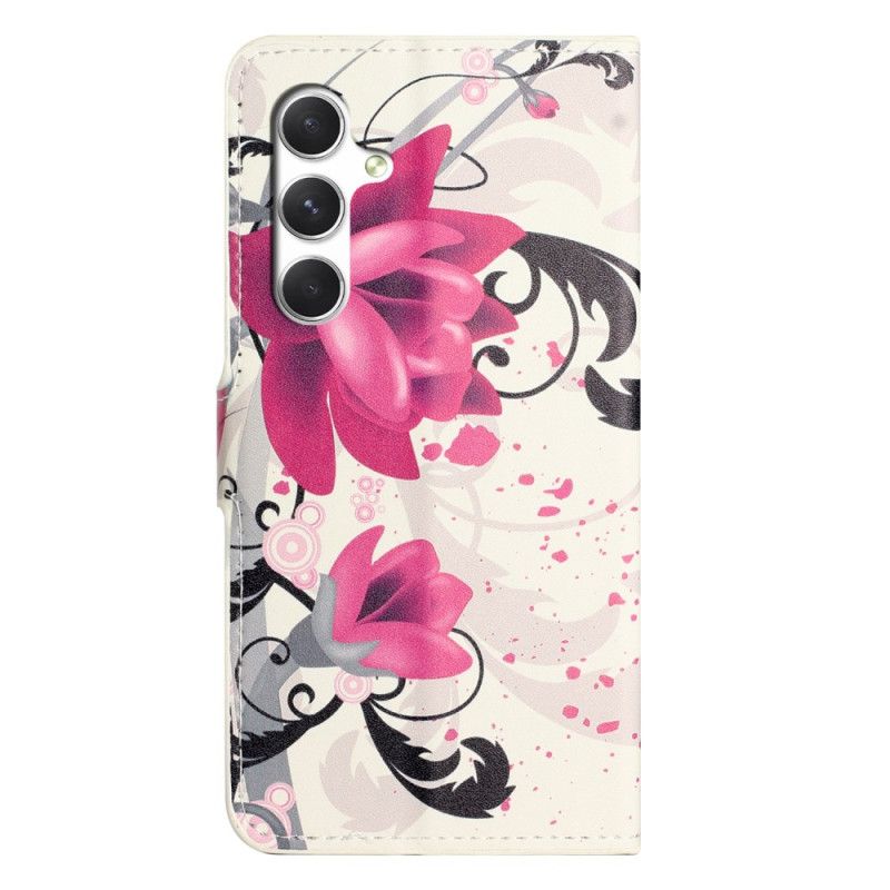 Læder Cover Samsung Galaxy S26 Telefon Etui Lotusmønster