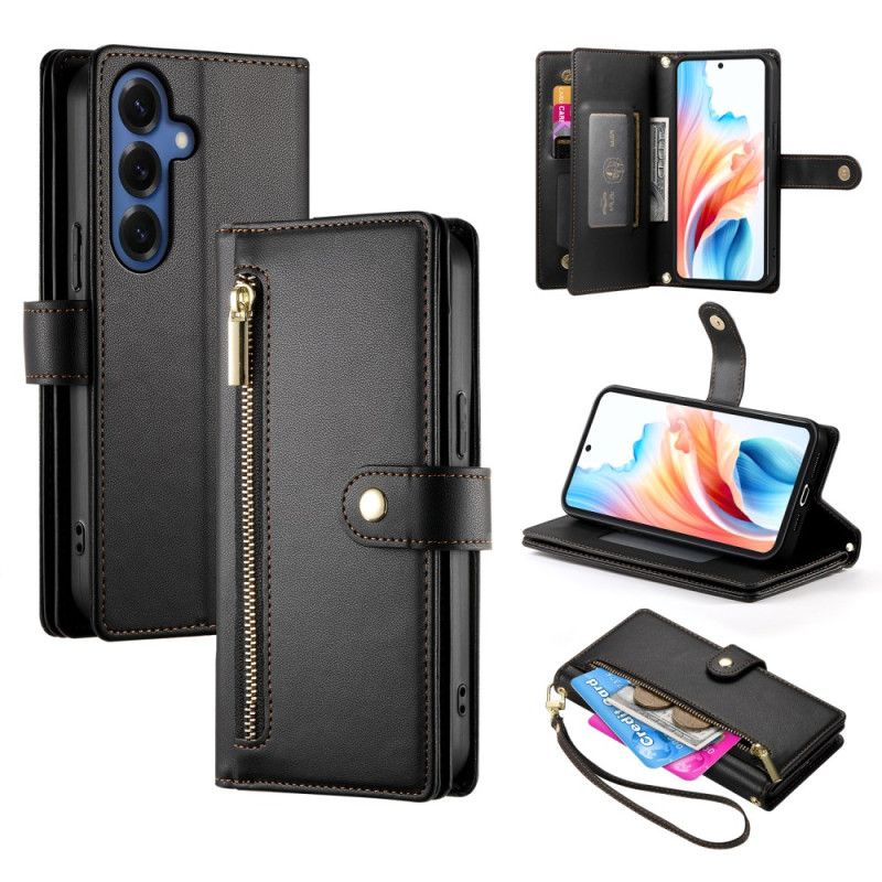 Læder Cover Samsung Galaxy S26 Telefon Etui Lynlåslomme Og Skulderstropper