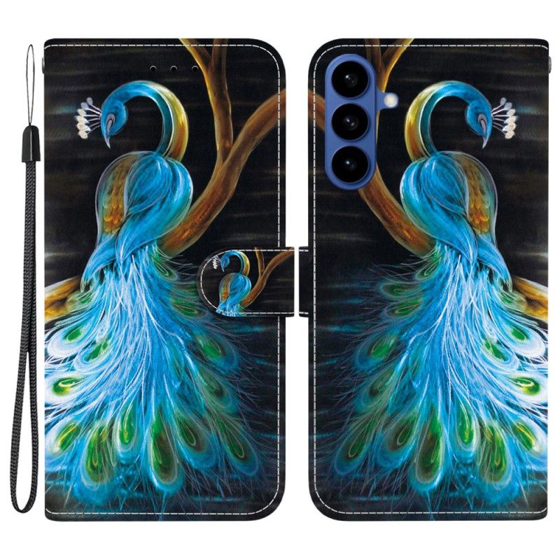 Læder Cover Samsung Galaxy S26 Telefon Etui Påfugle-moti