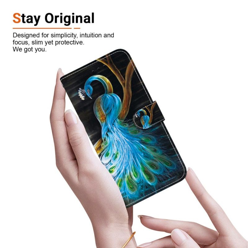 Læder Cover Samsung Galaxy S26 Telefon Etui Påfugle-moti