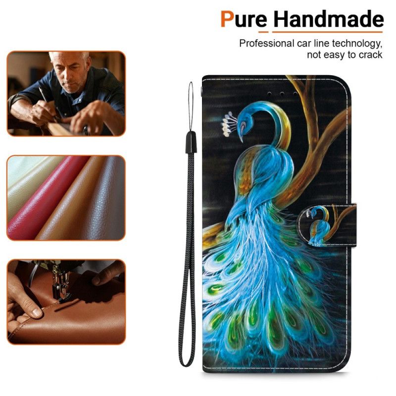 Læder Cover Samsung Galaxy S26 Telefon Etui Påfugle-moti