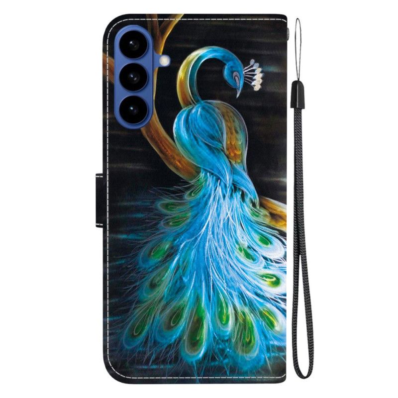 Læder Cover Samsung Galaxy S26 Telefon Etui Påfugle-moti