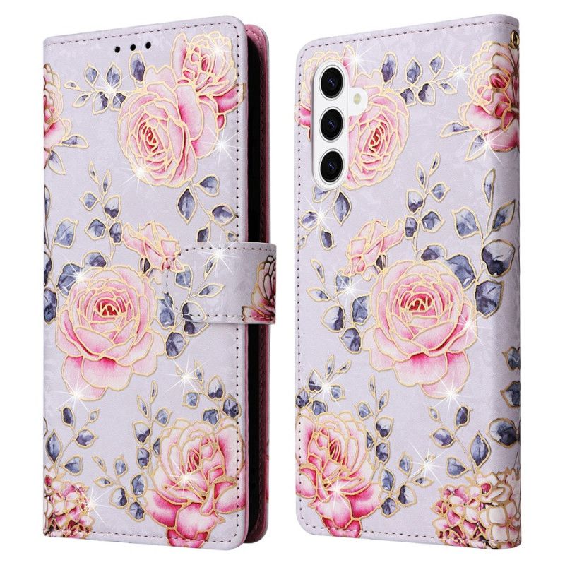 Læder Cover Samsung Galaxy S26 Telefon Etui Rfid-blokerende Blomstermønster