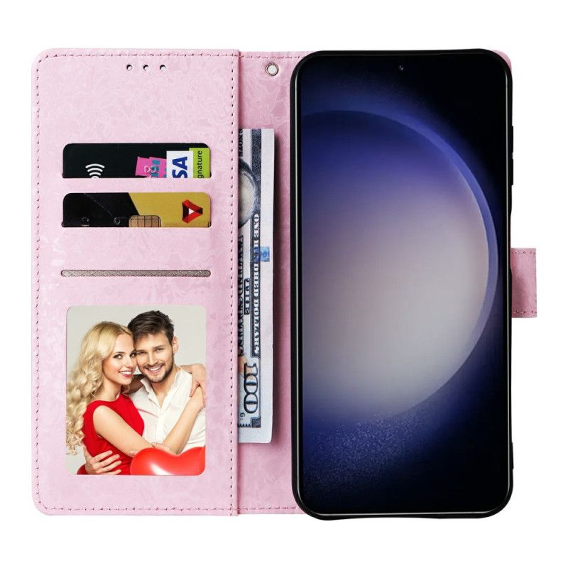 Læder Cover Samsung Galaxy S26 Telefon Etui Rfid-blokerende Blomstermønster