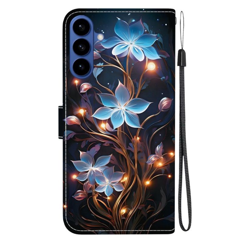 Læder Cover Samsung Galaxy S26 Telefon Etui Små Blomstrende Lanterner