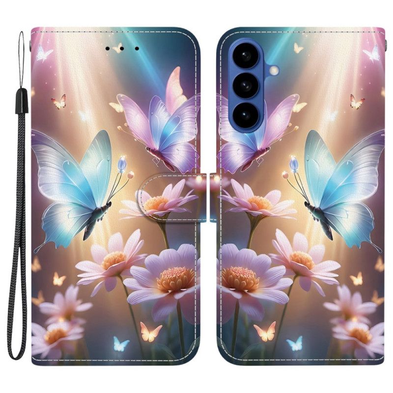 Læder Cover Samsung Galaxy S26 Telefon Etui Sommerfugle I Lyset