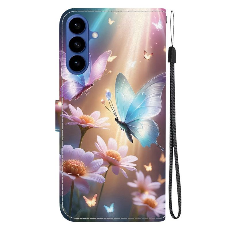 Læder Cover Samsung Galaxy S26 Telefon Etui Sommerfugle I Lyset