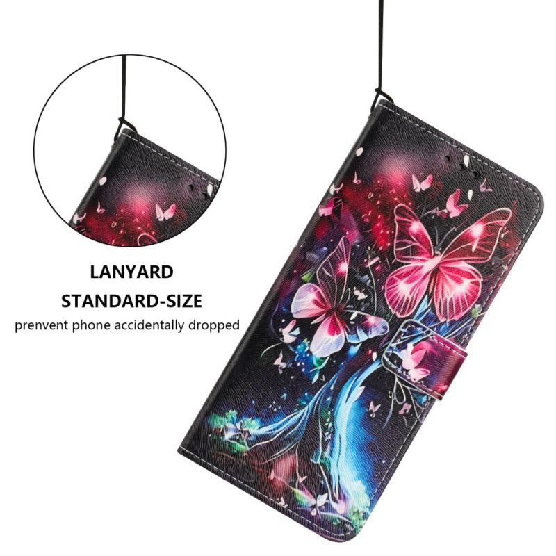 Læder Cover Samsung Galaxy S26 Telefon Etui Sommerfugletræ