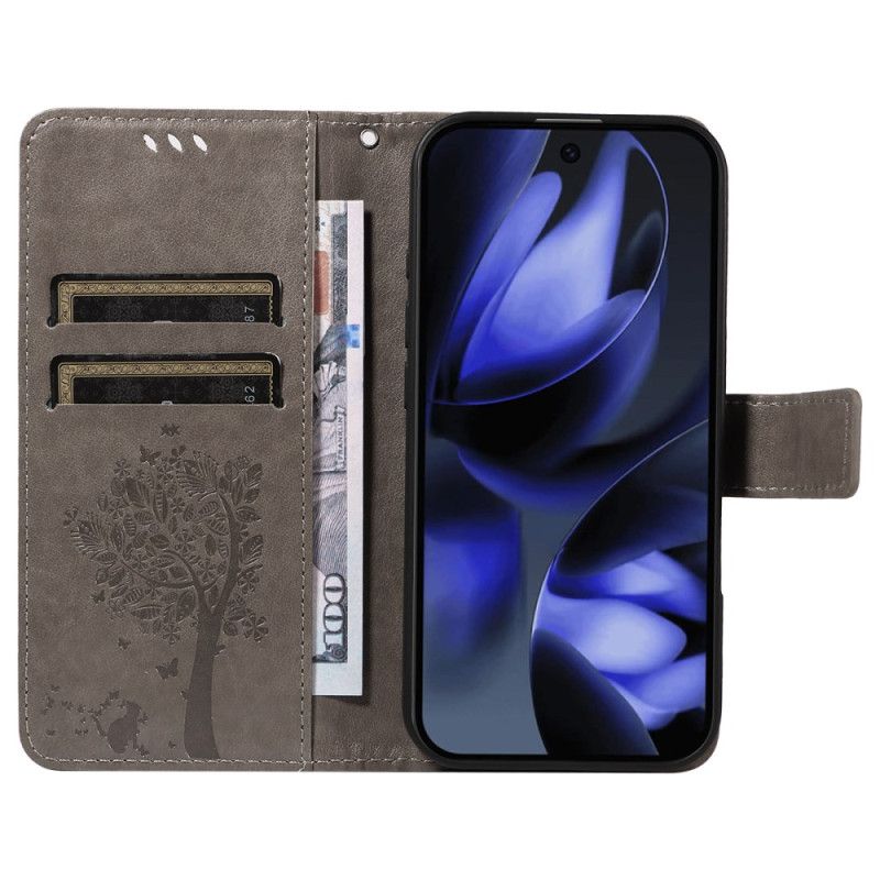 Flip Cover Til Google Pixel 10 / 10 Pro Træ Og Kat