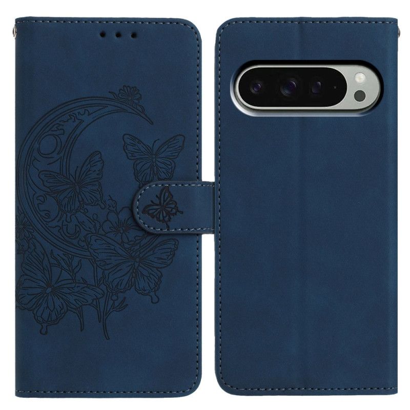 Læder Cover Google Pixel 10 / 10 Pro Telefon Etui Sommerfugle- Og Blomsterprint