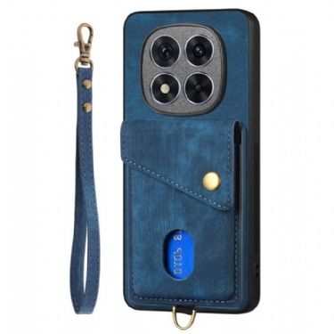 Cover Xiaomi Redmi Note 14 Pro 5g Kortholder Og Snor I Lædereffekt