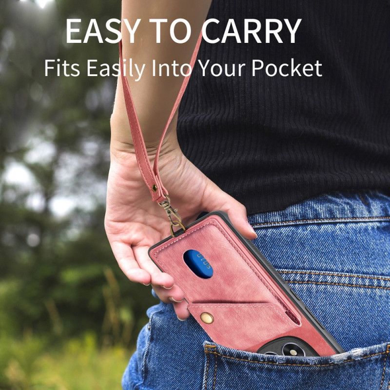 Cover Xiaomi Redmi Note 14 Pro 5g Kortholder Og Snor I Lædereffekt