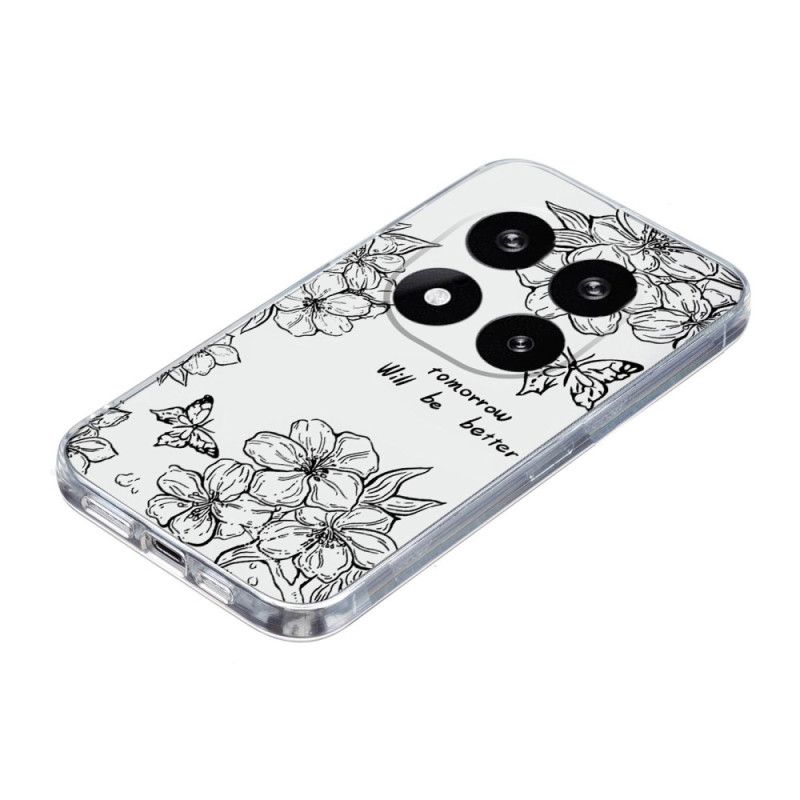 Cover Xiaomi Redmi Note 14 Pro 5g Telefon Etui Sommerfugle- Og Blomstertegning
