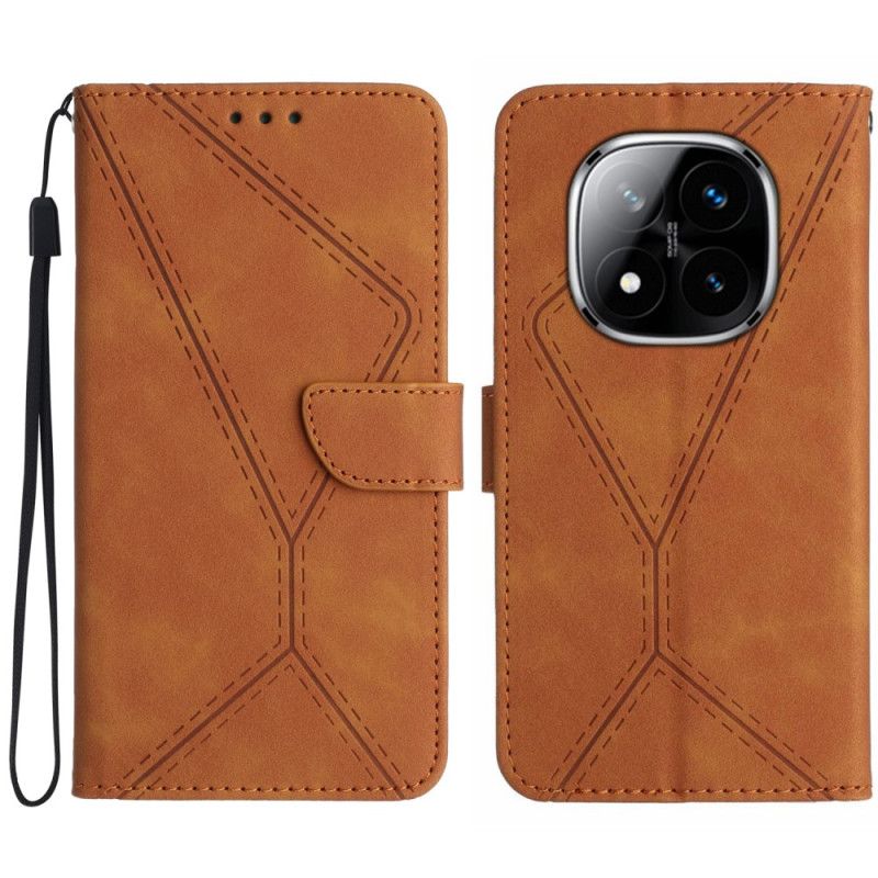 Flip Cover Til Xiaomi Redmi Note 14 Pro 5g Linjer Og Streger Med Rem