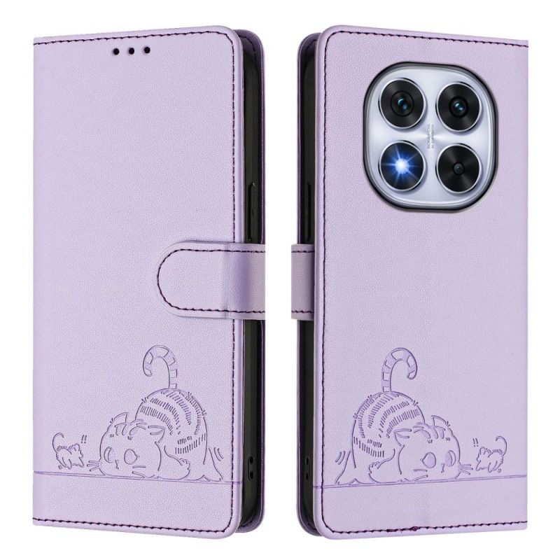 Flip Cover Til Xiaomi Redmi Note 14 Pro 5g Rfid-beskyttelse Kattemotiv