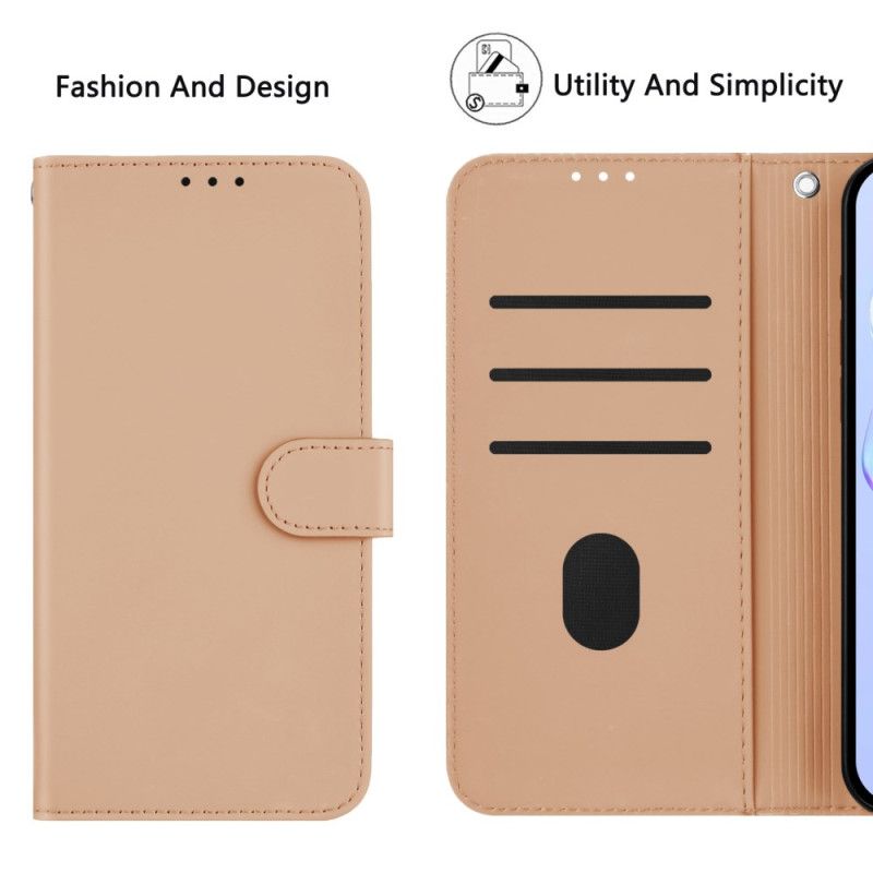 Flip Cover Xiaomi Redmi Note 14 Pro 5g Ensfarvet Læderstil