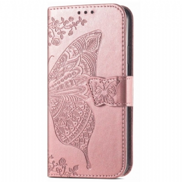 Læder Cover Xiaomi Redmi Note 14 Pro 5g Barok Sommerfugl