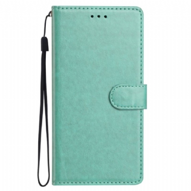 Læder Cover Xiaomi Redmi Note 14 Pro 5g Telefon Etui Almindeligt Kunstlæder Med Rem