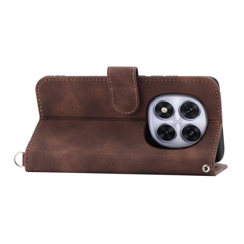 Læder Cover Xiaomi Redmi Note 14 Pro 5g Telefon Etui Blondemønster Med Rem Og Skulderrem