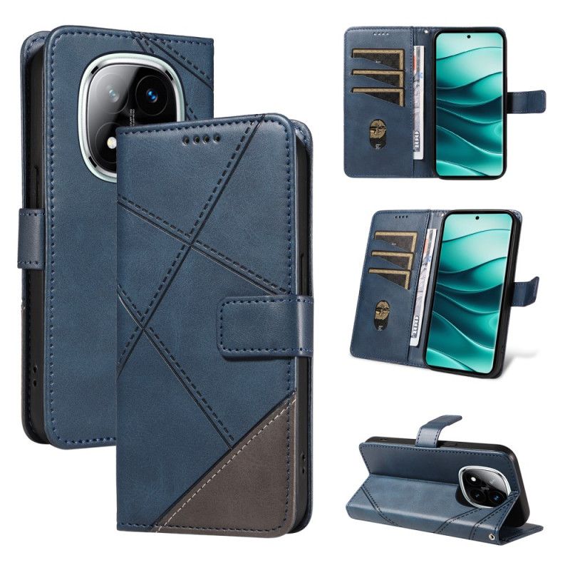 Læder Cover Xiaomi Redmi Note 14 Pro 5g Telefon Etui Tofarvede Remlinjer
