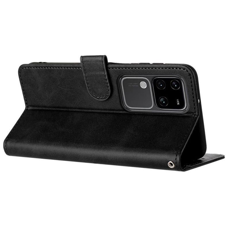 Flip Cover Til Vivo V30 5g Lædereffekt Med Rem