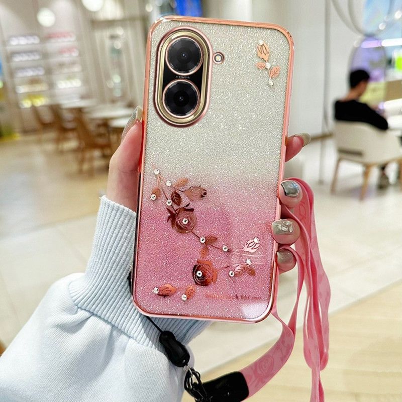 Cover Poco C71 Blomster Rhinsten Og Kadem-remme