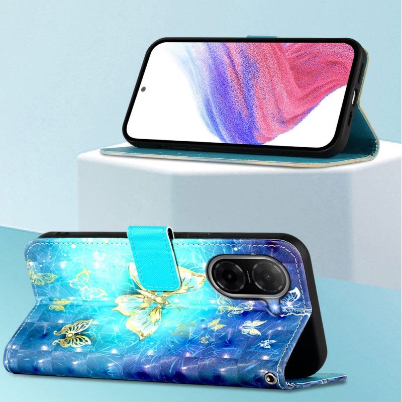 Flip Cover Poco C71 Guldsommerfugle