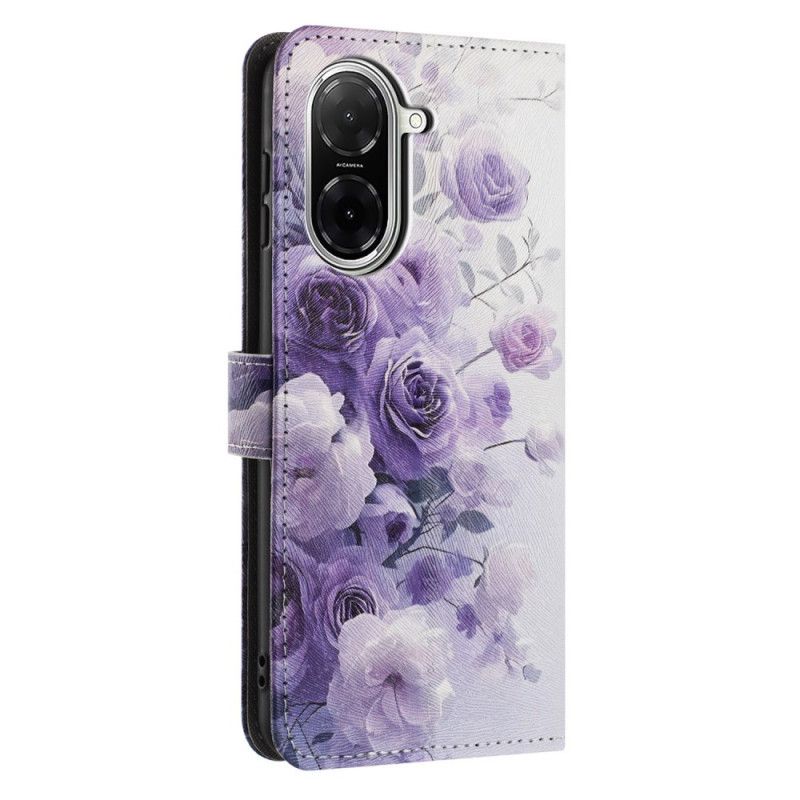 Flip Cover Poco C71 Lilla Roser