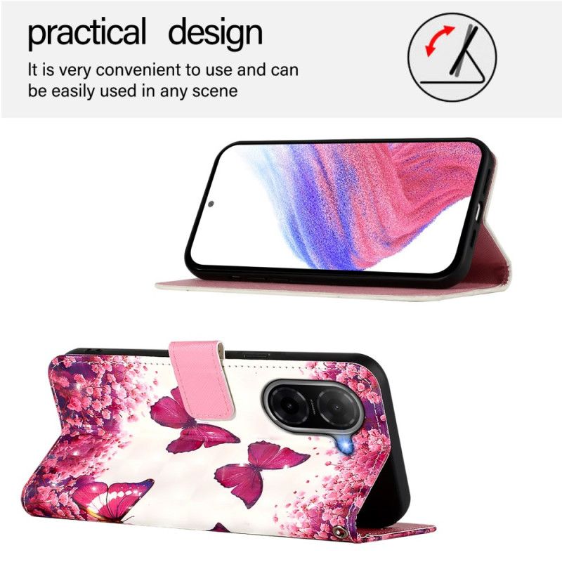 Flip Cover Poco C71 Lyserøde Sommerfugle