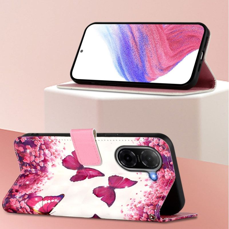 Flip Cover Poco C71 Lyserøde Sommerfugle
