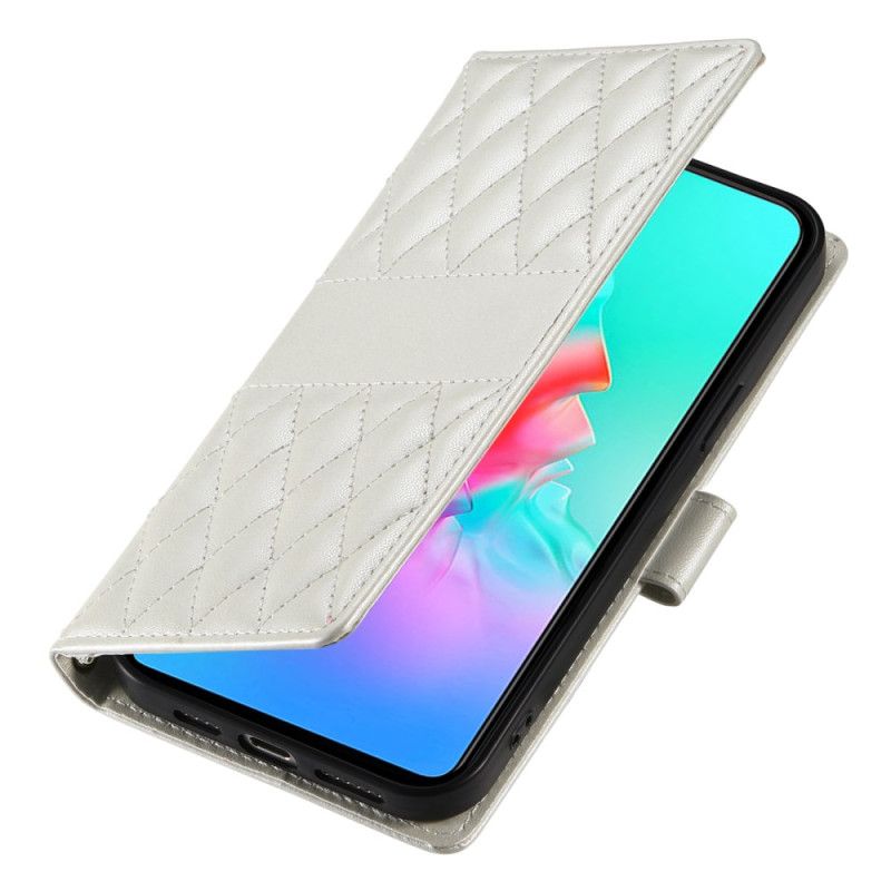 Flip Cover Poco C71 Quiltet Med Rem Og Skulderrem