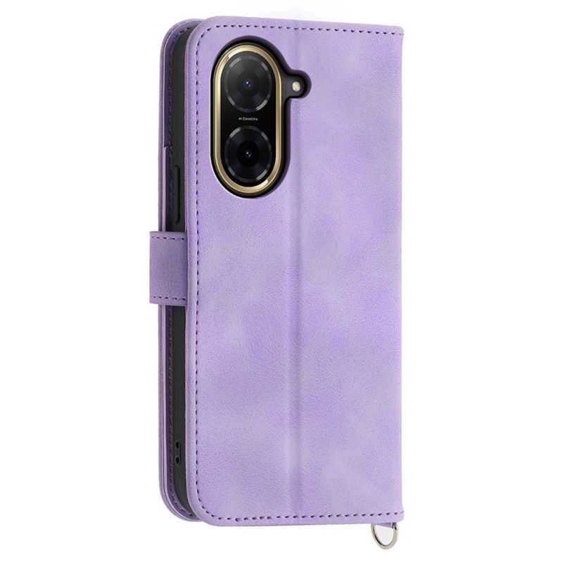 Læder Cover Poco C71 Blomsterblonde Med Snor Og Skulderrem