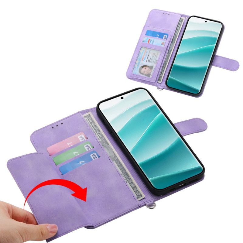 Læder Cover Poco C71 Blomsterblonde Med Snor Og Skulderrem